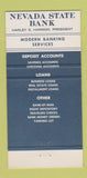 Matchbook Cover - Nevada State Bank Las Vegas NV 30 Strike