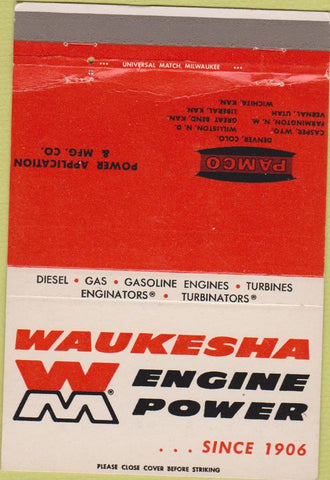 Matchbook Cover - Pamco Denver CO Power Application turbines WORN 40 Strike