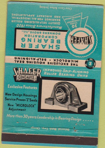 Matchbook Cover - Shafer Bearing Corp Downers Grove IL 40 Strike