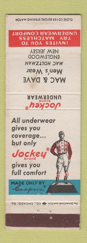 Matchbook Cover - Jockey Underwear Mac & Dave Englewood NJ