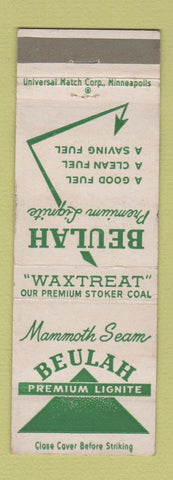 Matchbook Cover - Beulah Lignite fuel
