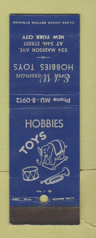 Matchbook Cover - Erik Wessman Hobbies Toys New York City WEAR