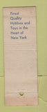 Matchbook Cover - Erik Wessman Hobbies Toys New York City WEAR