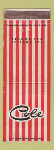 Matchbook Cover - Cole Los Angeles CA beach wear clothes WEAR
