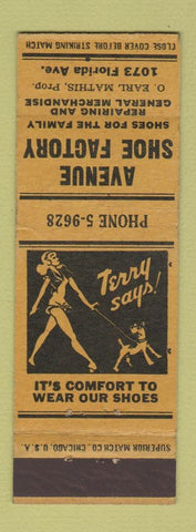 Matchbook Cover - Avenue Shoe Factory Mathis Terry Says girlie Jacksonville FL