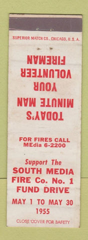 Matchbook Cover - South Media Fire Company PA 1955 WEAR