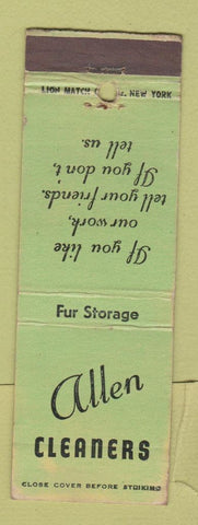 Matchbook Cover - Allen Cleaners Bronx NY