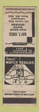 Matchbook Cover - Roy Chiles Watch Repair Indianapolis IN