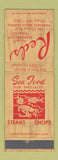 Matchbook Cover - Reds Restaurant Pomano Beach FL Saratoga NY WRITING