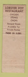 Matchbook Cover - Lobster Pot Restaurant Montpelier VT