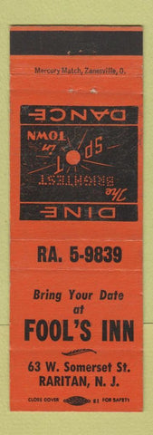 Matchbook Cover - Fool's Inn Raritan NJ