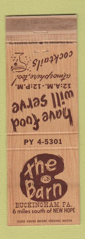 Matchbook Cover - The Barn Buckingham PA WORN
