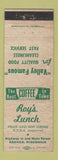 Matchbook Cover - Roy's Lunch Neenah WI WEAR