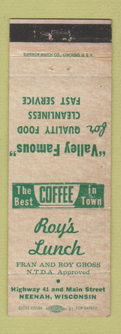 Matchbook Cover - Roy's Lunch Neenah WI WEAR