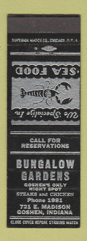 Matchbook Cover - Bungalow Gardens Goshen IN lobster