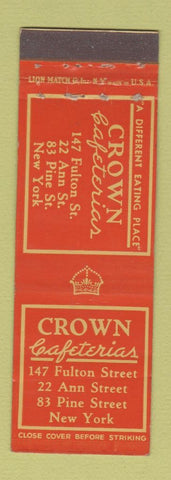 Matchbook Cover - Crown Cafeterias New York City