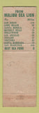 Matchbook Cover - Malibu Sea Lion Restaurant Malibu CA