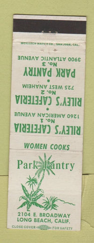 Matchbook Cover - Park Pantry Long Beach CA Riley's Cafeteria WEAR