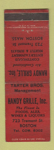 Matchbook Cover - Handy Grille Boston MA WEAR