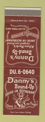 Matchbook Cover - Danny's Round Up Restaurant Allen Park MI