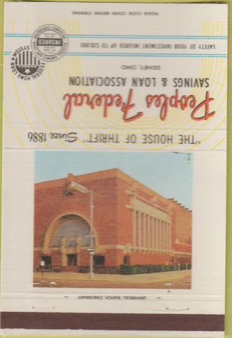 Matchbook Cover - Peoples Federal Savings Loan bank Sidney OH 40 Strike