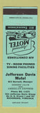 Matchbook Cover - Jefferson Davis Motel Richmond VA