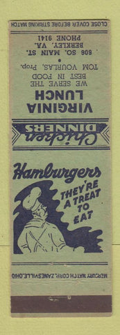 Matchbook Cover - Virginia Lunch Berkley VA