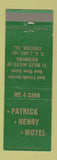 Matchbook Cover - Patrick Henry Motel Chester VA