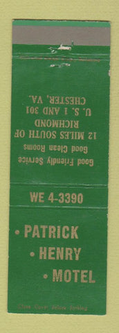 Matchbook Cover - Patrick Henry Motel Chester VA
