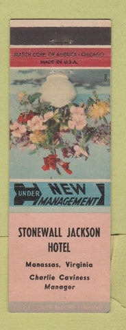 Matchbook Cover - Stonewall Jackson Hotel Manassas VA