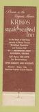 Matchbook Cover - Kristos Restaurant Alexandria VA