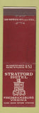 Matchbook Cover - Stratford Hotel Fredericksburg VA