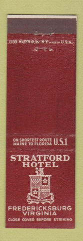 Matchbook Cover - Stratford Hotel Fredericksburg VA