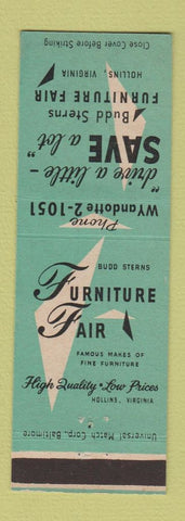 Matchbook Cover - Furniture Fair Hollins VA