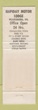 Matchbook Cover - Hapiday Motor Lodge Pearisburg VA