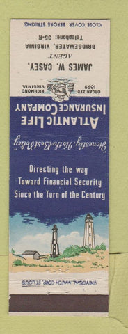 Matchbook Cover - Atlantic Life Insurance James Casey Bridgewater VA