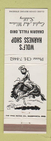Matchbook Cover - Wolf's Harness Shop Chagrin Falls OH saddles