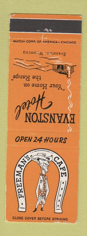 Matchbook Cover - Evanston Hotel WY Freeman's Cafe