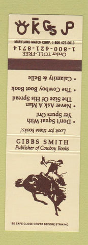 Matchbook Cover - ibbs Smith Cowboy Books