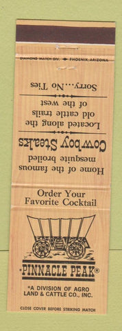 Matchbook Cover - Pinnacle Peak Restaurant Covered Wagon Colton San Dimas CA