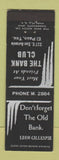 Matchbook Cover - The Bank Club El Paso TX