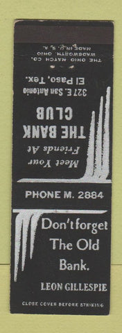 Matchbook Cover - The Bank Club El Paso TX