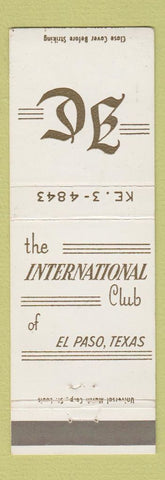Matchbook Cover - International Club El Paso TX