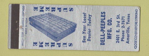 Matchbook Cover - Dell Peeples Mattress Amarillo TX