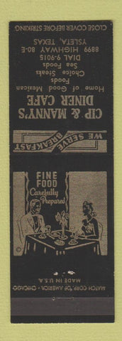 Matchbook Cover - Cip & Manny's Diner Cafe Ysleta TX