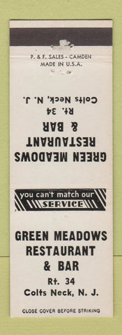 Matchbook Cover - Green Meadows Restaurant Colts Neck NJ