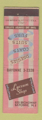 Matchbook Cover - Lyceum Women's Clothes Bayonne NJ