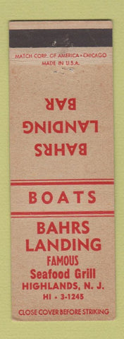 Matchbook Cover - Bahrs Landing Restaurant Highlands NJ