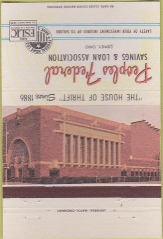 Matchbook Cover - Peoples Federal Savings Loan bank Sidney OH 40 Strike