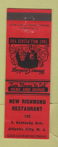 Matchbook Cover - New Richmond Restaurant Atlantic City NJ